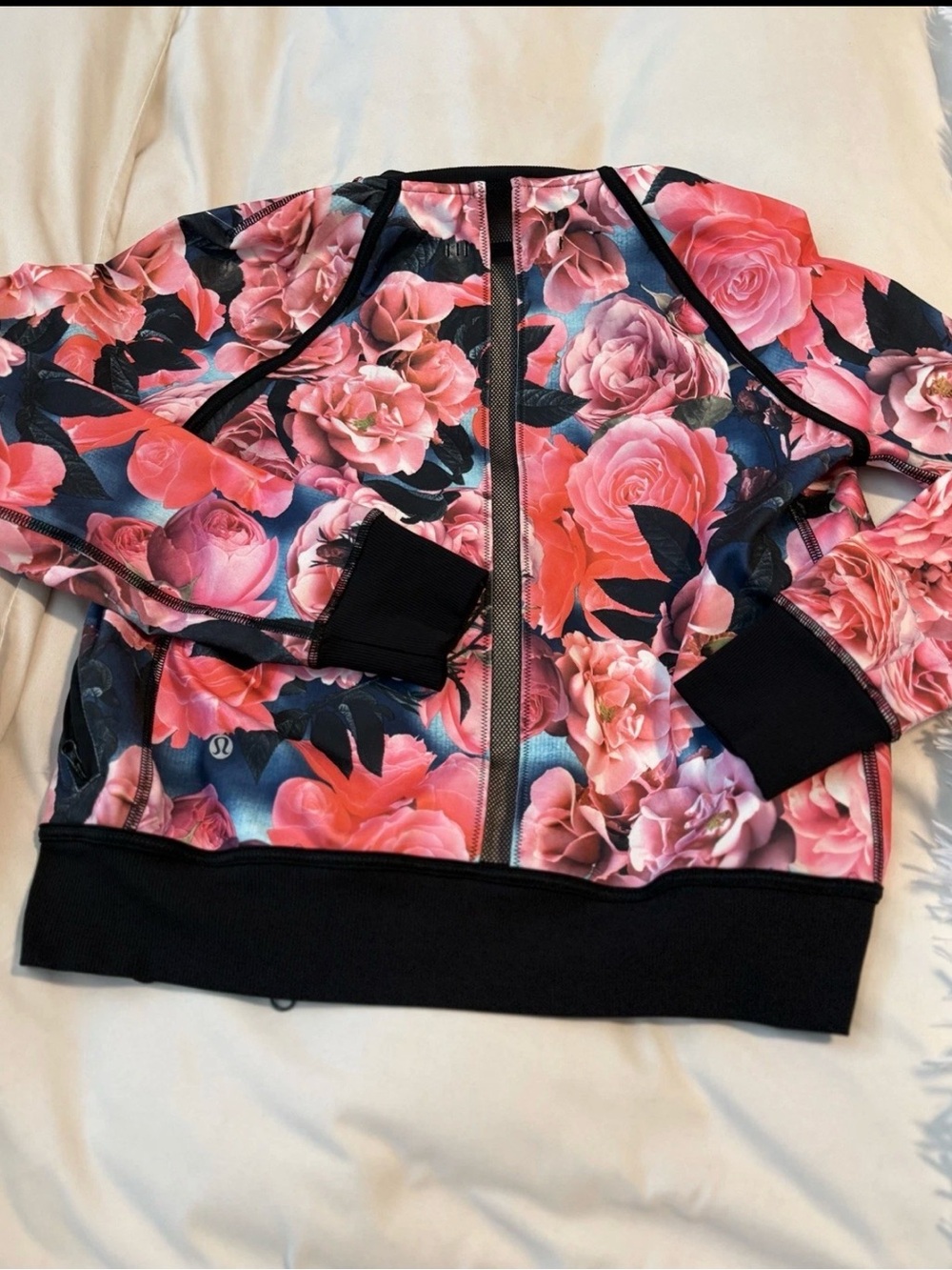 Lululemon Om Me Home Floral Roses Full Zip bomber track Jacket S 4 Secret garden - Picture 7 of 10
